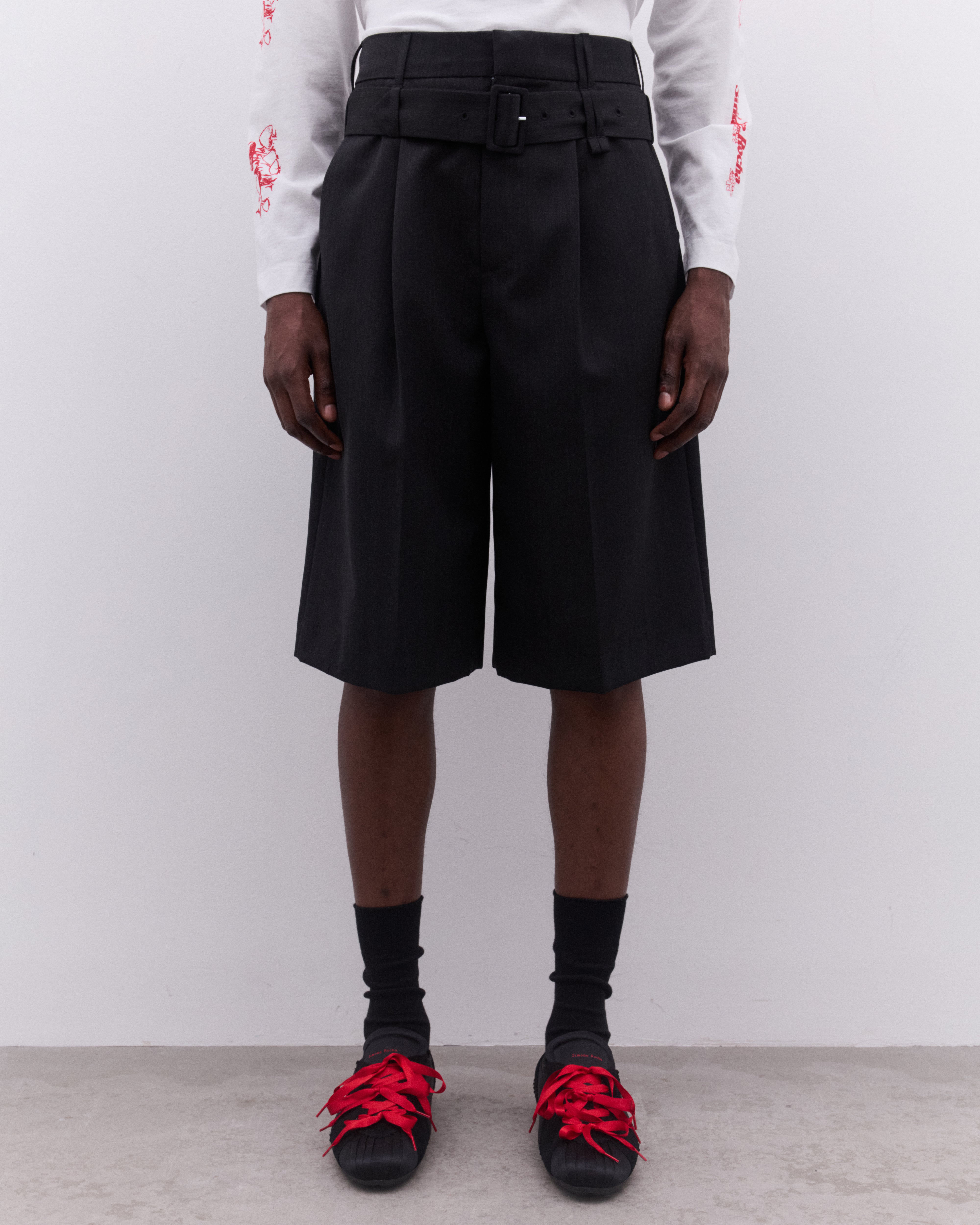 Simone Rocha: Men's Wide Leg Shorts (Charcoal) | Dover Street