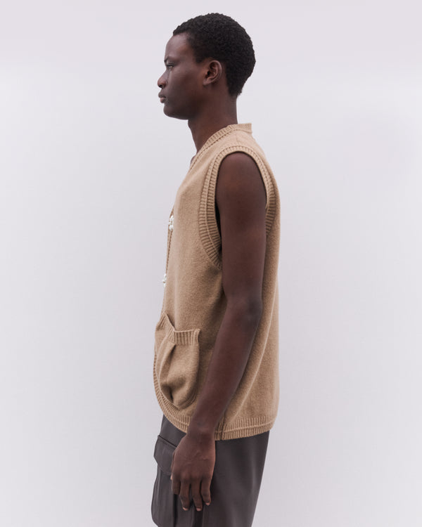 Simone Rocha - Men’s Pearl Button Vest - (Camel/Pearl)