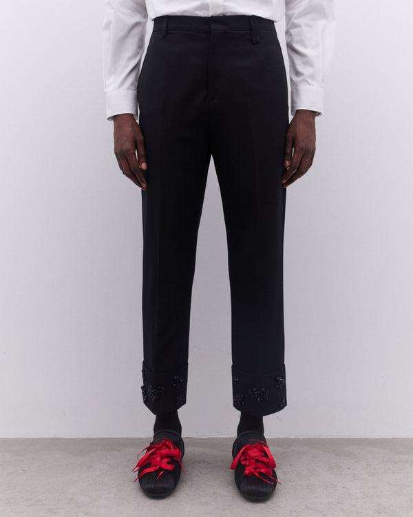 Simone Rocha - Men’s Cuffed Straight Leg Trousers - (Black)