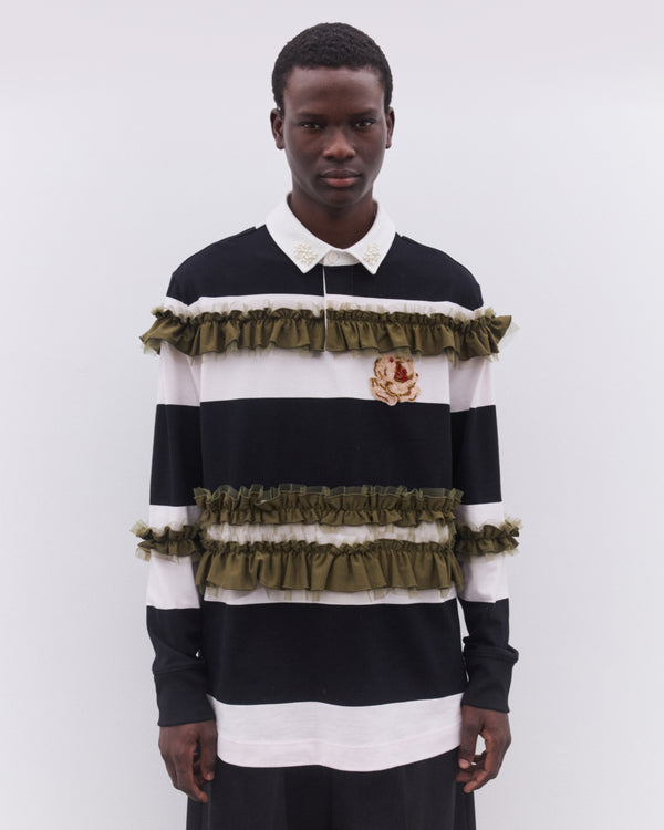 Simone Rocha - Men’s Turbo Embellished Ruffle Rugby Shirt - (Black/Multi)