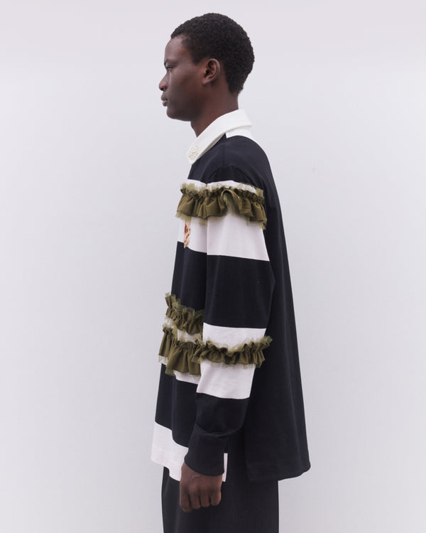 Simone Rocha - Men’s Turbo Embellished Ruffle Rugby Shirt - (Black/Multi)