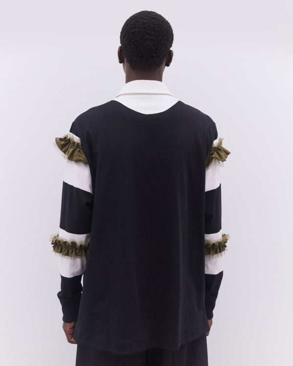 Simone Rocha - Men’s Turbo Embellished Ruffle Rugby Shirt - (Black/Multi)