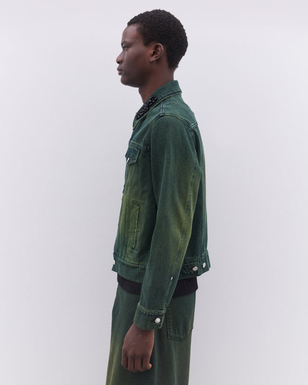 Simone Rocha - Men’s Embellished Fitted Trucker Jacket - (Green)