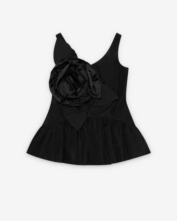 Simone Rocha - Women's Pressed Rosette Tilted Neck Peplum top - (Black)