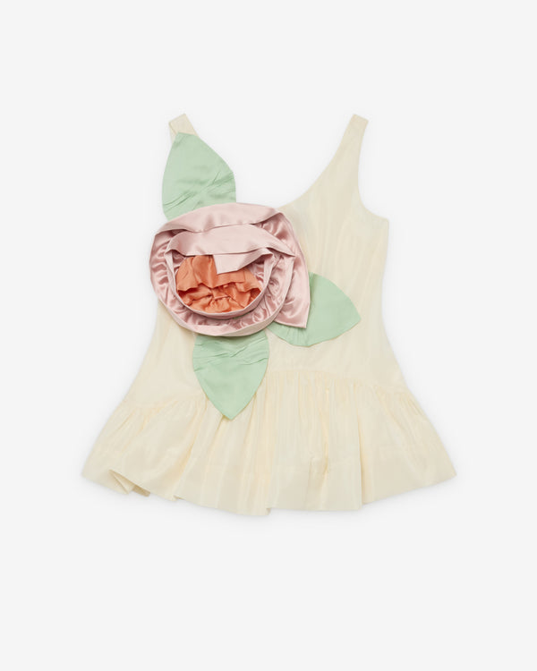 Simone Rocha - Women's Pressed Rosette Tilted Neck Peplum Top - (Cream/Multi)