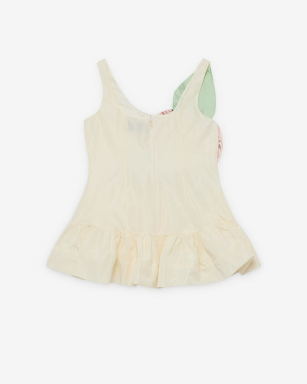 Simone Rocha - Women's Pressed Rosette Tilted Neck Peplum Top - (Cream/Multi)