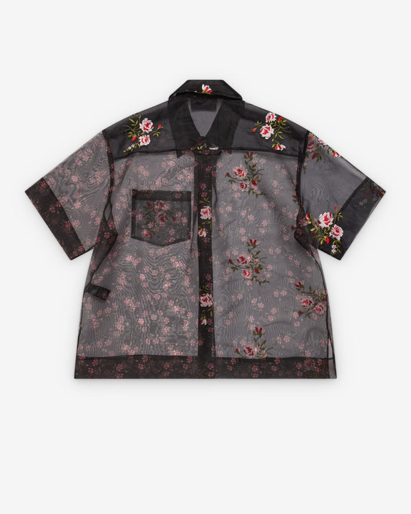 Simone Rocha - Men's Sheer Patchwork Boxy Shirt - (Black)