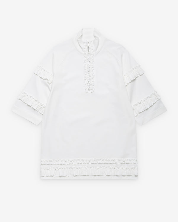 Simone Rocha - Men's Mock Neck Ruffle Frill Zip T-Shirt - (White)