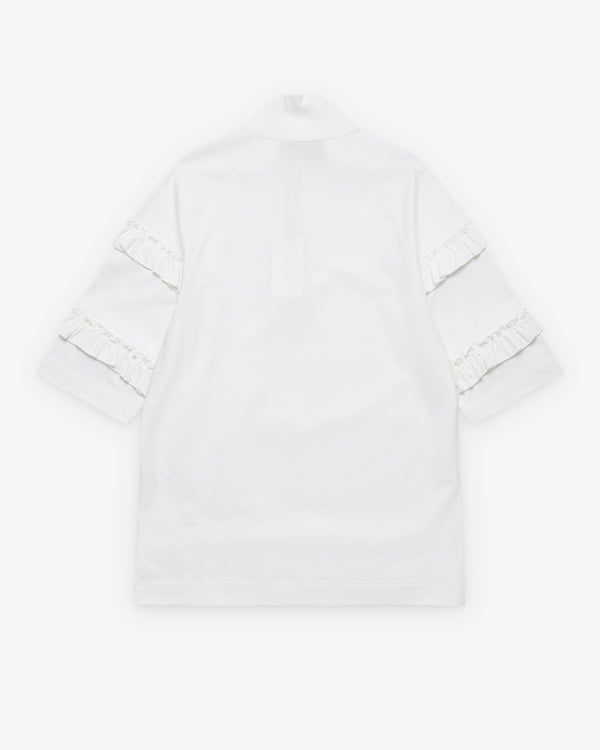 Simone Rocha - Men's Mock Neck Ruffle Frill Zip T-Shirt - (White)