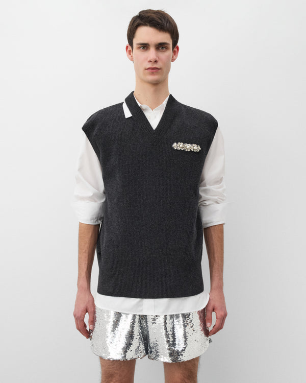 Simone Rocha - Men's Merino Seam Bite Vest - (Charcoal)