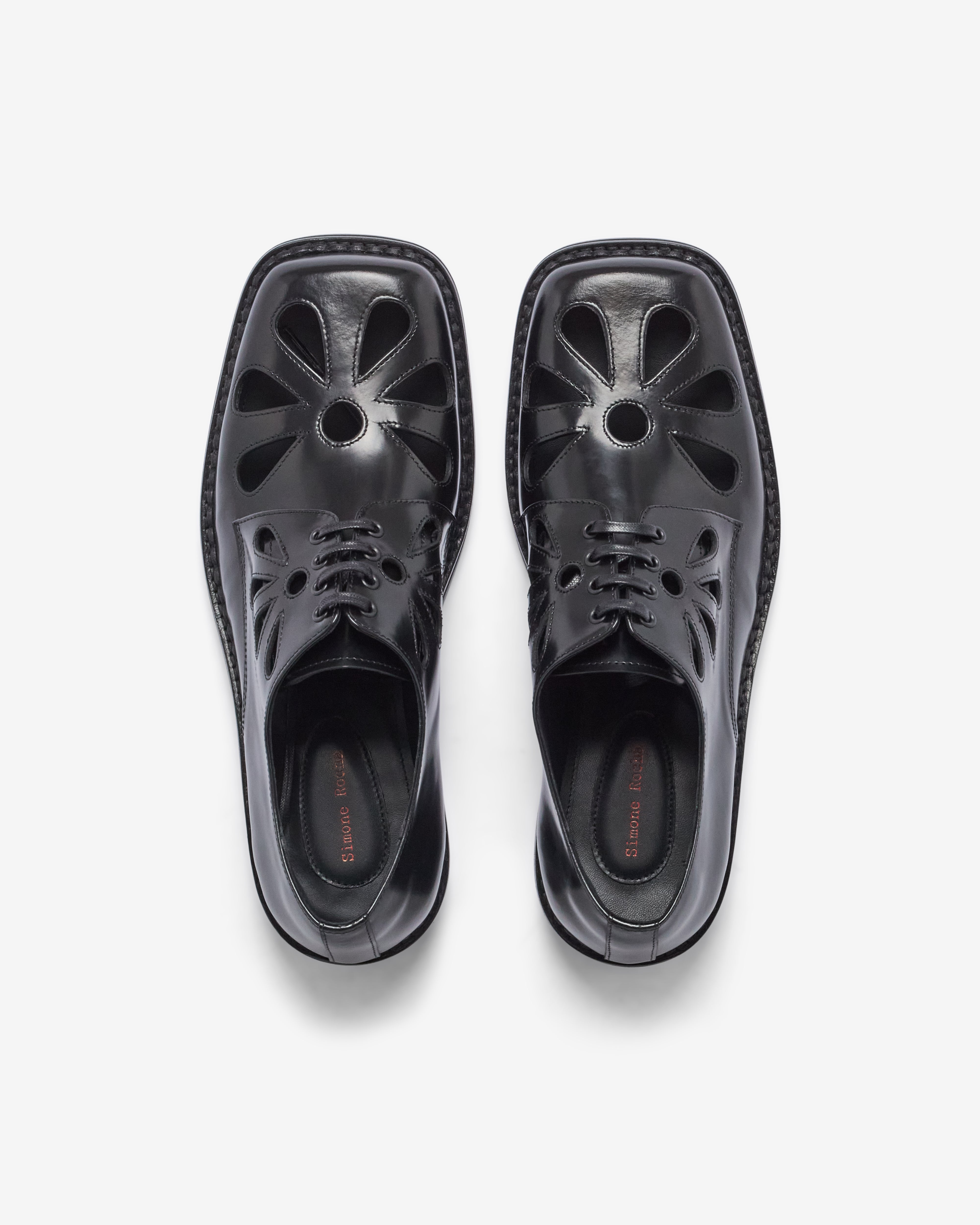 Simone Rocha: Men's Daisy Cutout Square Toe Brogue (Black) | Dover