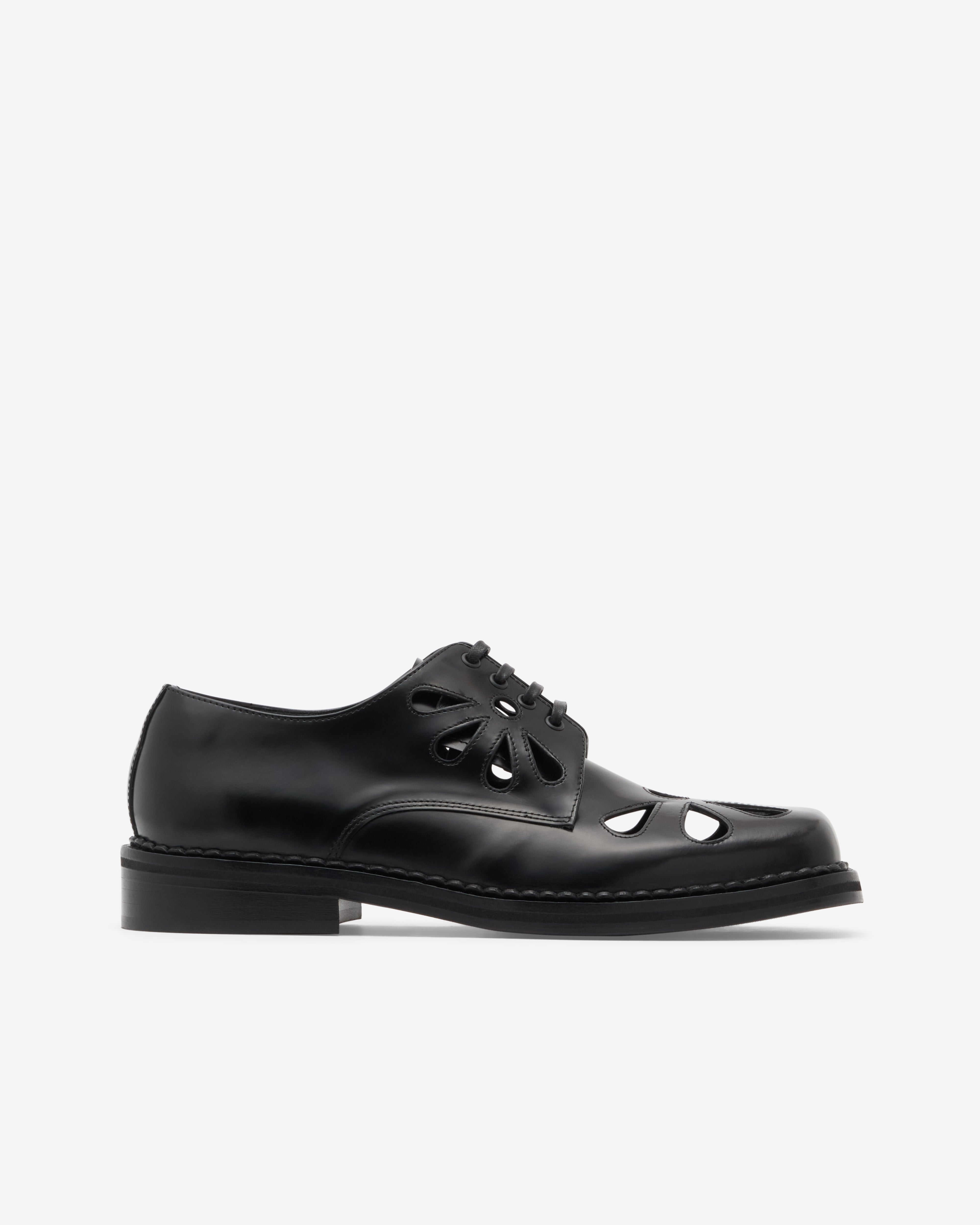 Simone Rocha: Men's Daisy Cutout Square Toe Brogue (Black) | Dover