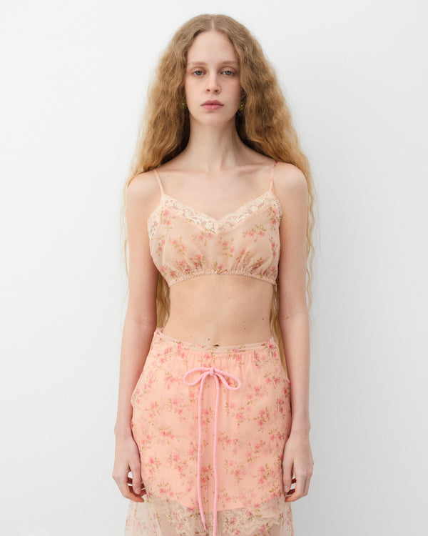 Simone Rocha - Women's Sheer Lace Trim Bralette - (Nude Floral)