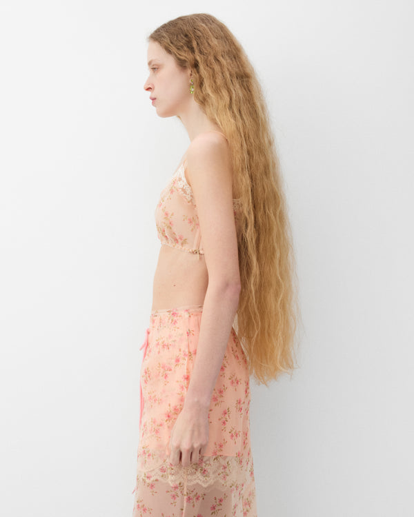 Simone Rocha - Women's Sheer Lace Trim Bralette - (Nude Floral)