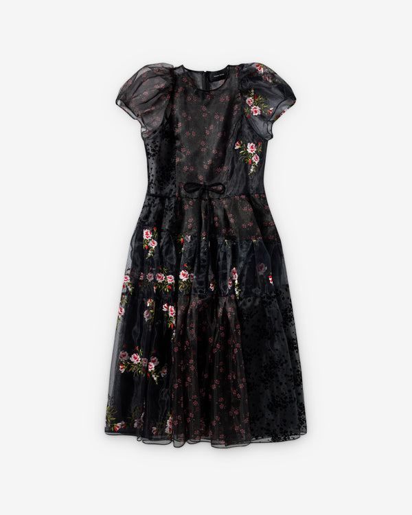 Simone Rocha - Women's Sheer Puff Sleeve Patchwork Flounce Dress - (Black)