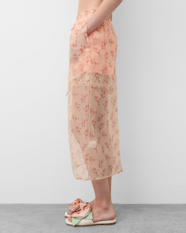 Simone Rocha - Women's Sheer Frayed Column Pencil Skirt - (Nude)
