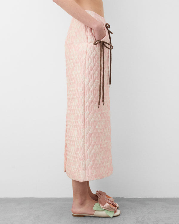 Simone Rocha - Women's Quited Offset Pencil Skirt - (Pink)