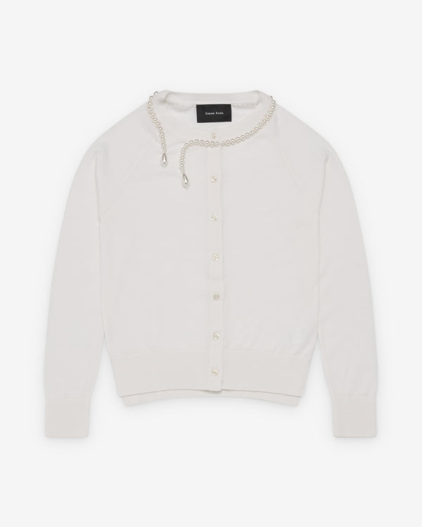 Simone Rocha - Women's Beaded Classic Merino Silk Cardigan - (Ivory)