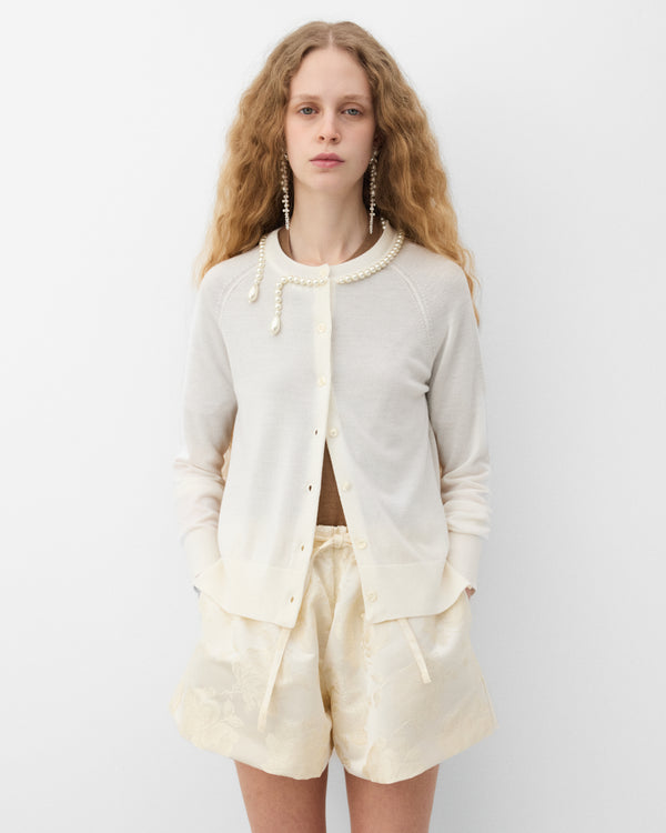 Simone Rocha - Women's Beaded Classic Merino Silk Cardigan - (Ivory)