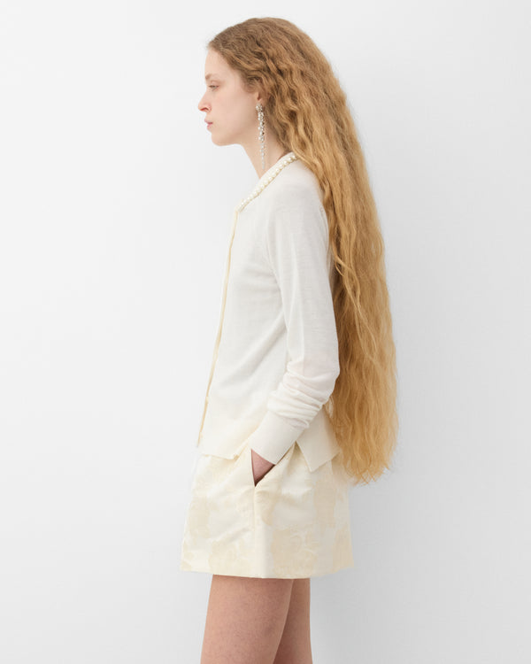 Simone Rocha - Women's Beaded Classic Merino Silk Cardigan - (Ivory)