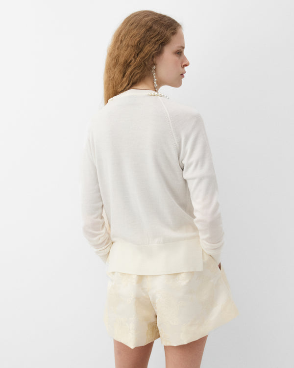 Simone Rocha - Women's Beaded Classic Merino Silk Cardigan - (Ivory)