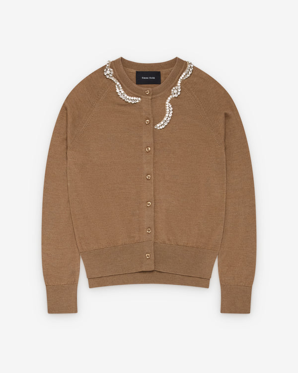Simone Rocha - Women's Embellished Classic Merino Silk Cardigan - (Chestnut)