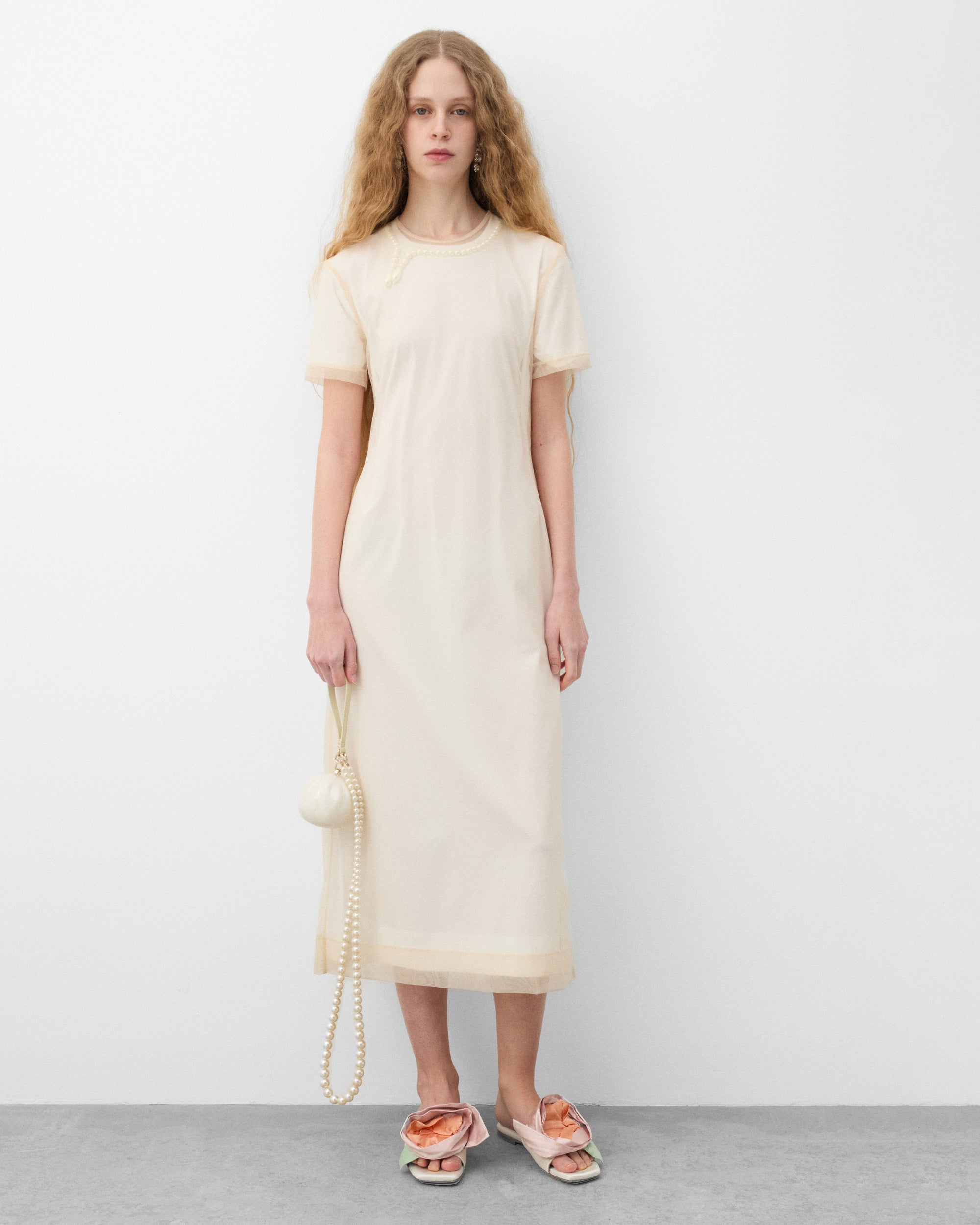 simone rocha white dress Rose Puff Sleeve Hip Geta Tabi Mary Jane Nappa Ness White Simone Rocha - Women's Beaded