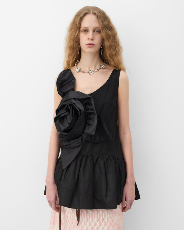 Simone Rocha - Women's Pressed Rosette Tilted Neck Peplum top - (Black)