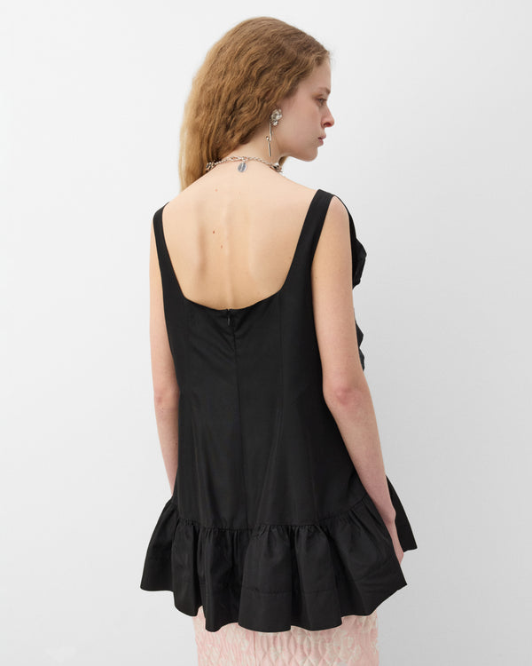Simone Rocha - Women's Pressed Rosette Tilted Neck Peplum top - (Black)