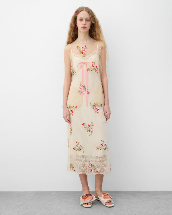 Simone Rocha - Women's Sheer Frayed Contour Dart Dress - (Nude)