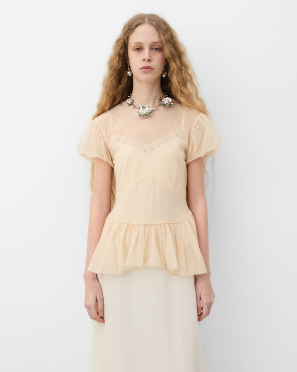 Simone Rocha - Women's Sheer Ballet Peplum Top - (Nude)