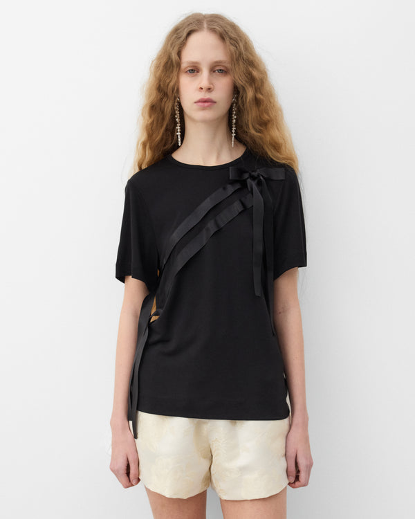 Simone Rocha - Women's Bow Sash Easy T-Shirt - (Black)