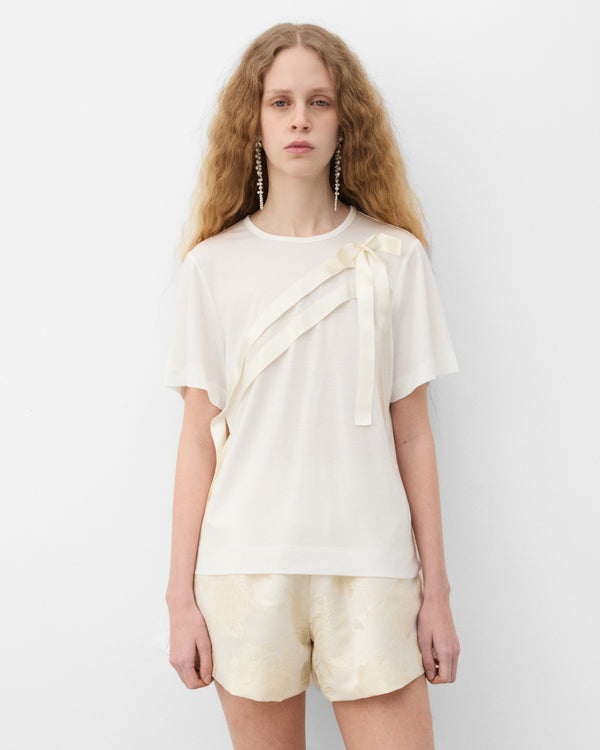 Simone Rocha - Women's Bow Sash Easy T-Shirt - (Ivory)