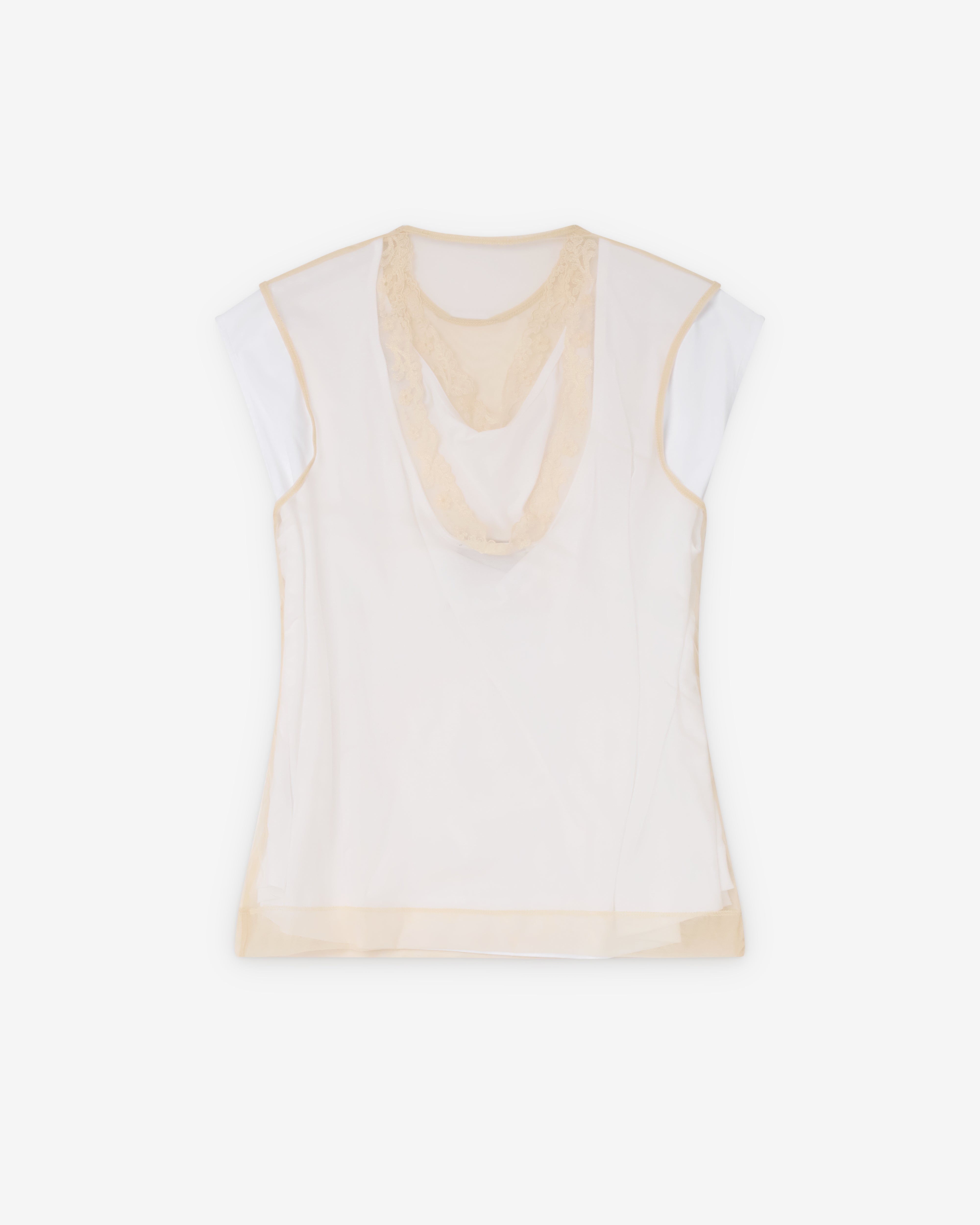 Simone Rocha: Women's Layered Liquid Cap Sleeve Lace Trim T-Shirt