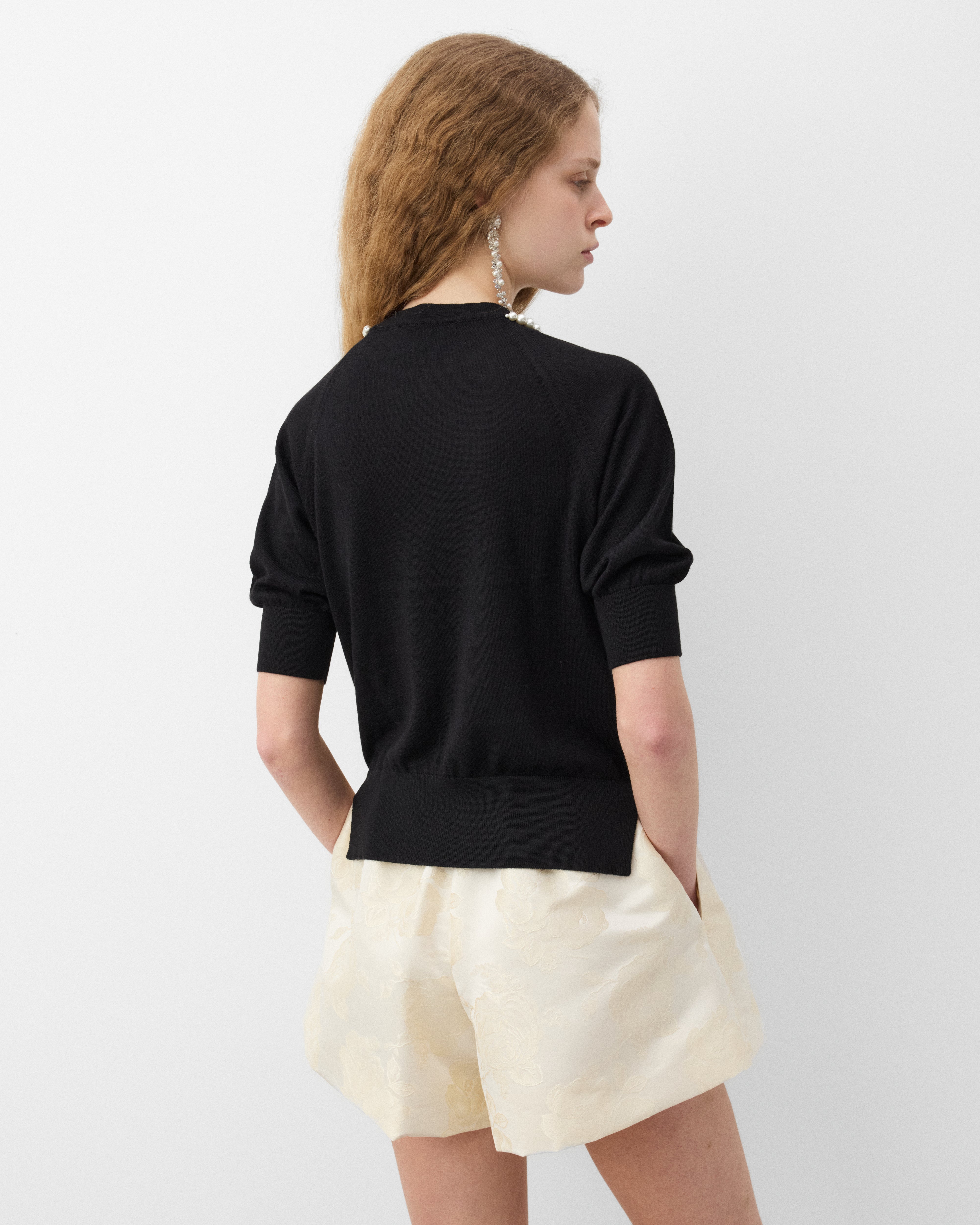 Simone Rocha: Women's Puff Sleeve Merino Silk Jumper (Black