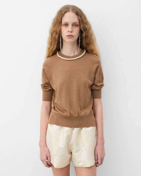Simone Rocha - Women's Puff Sleeve Merino Silk Jumper - (Chestnut)