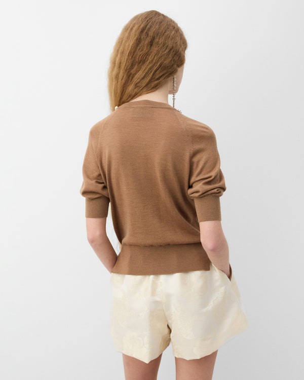 Simone Rocha - Women's Puff Sleeve Merino Silk Jumper - (Chestnut)