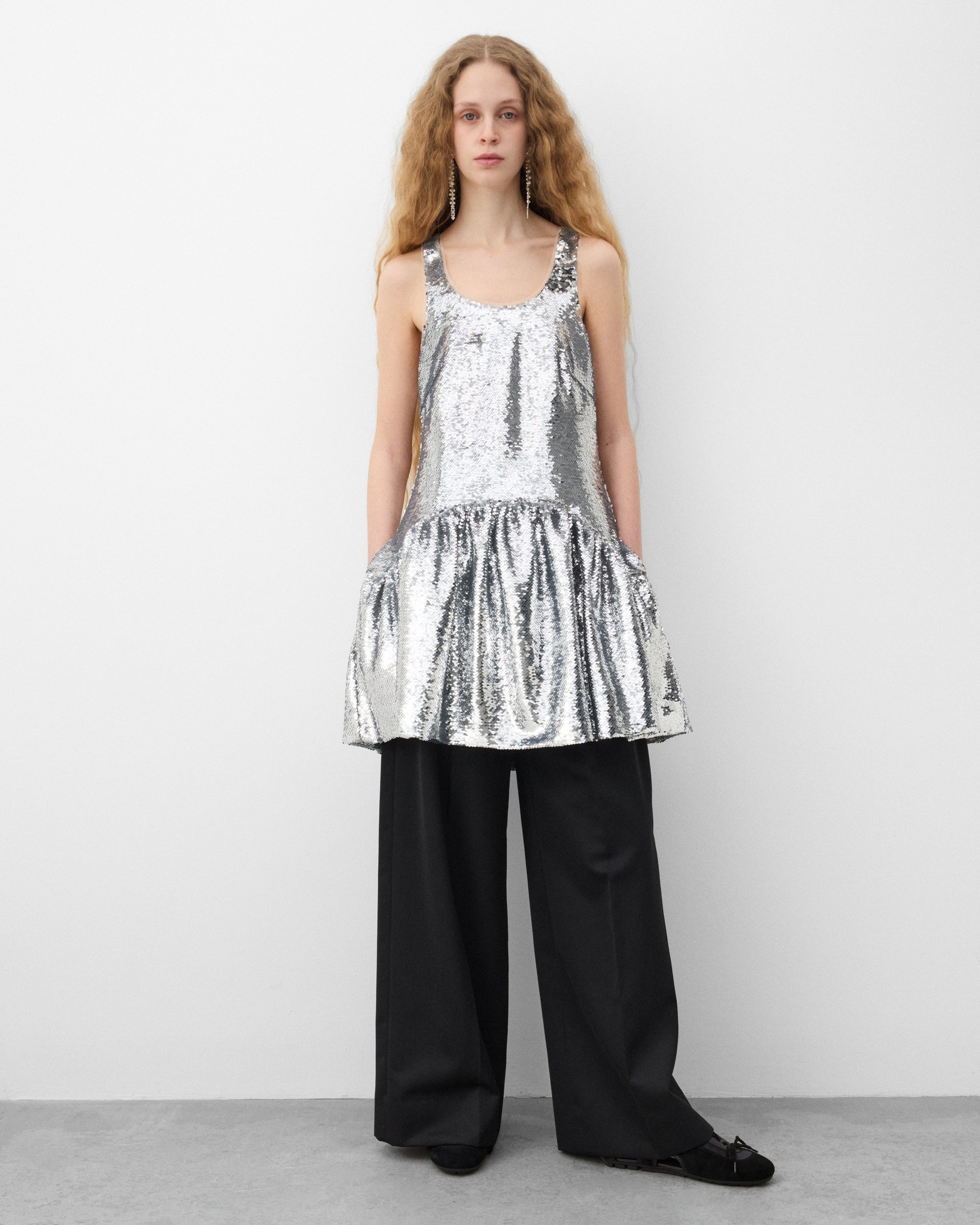 simone rocha silver dress SIMONE ROCHA Sequined satin gown