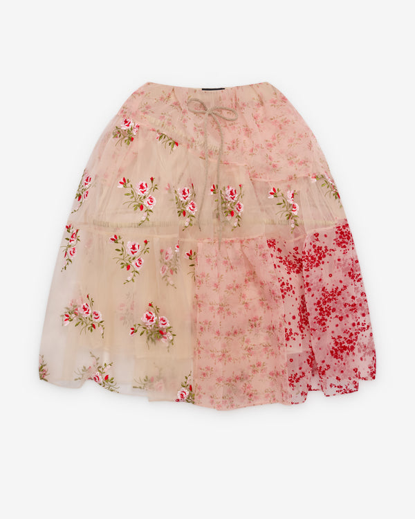 Simone Rocha - Women's Sheer Overlay Long Patchwork Flounce Skirt - (Nude)
