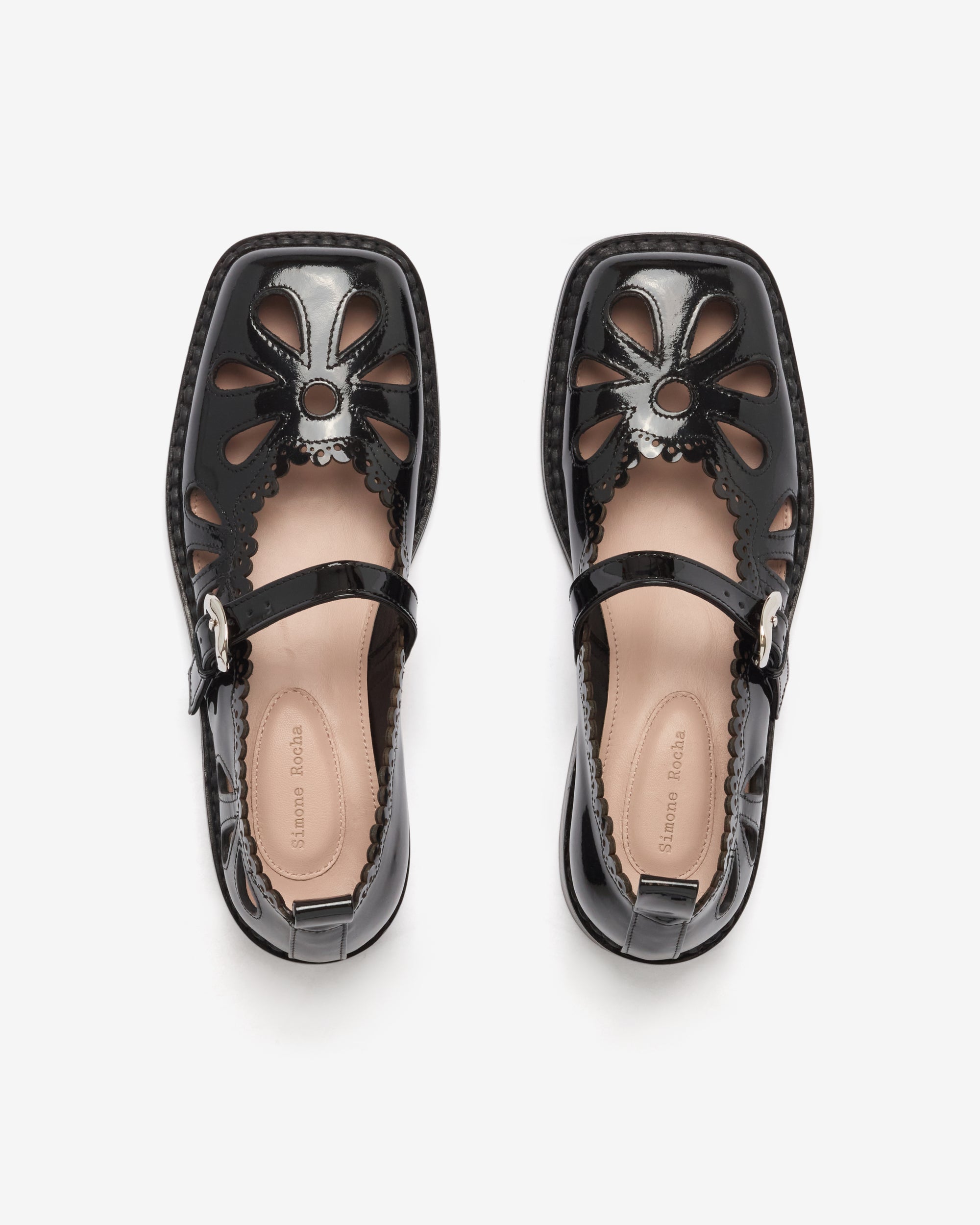 Simone Rocha: Women's Daisy Cutout Mary Jane Brogue (Black) | DSML E-SHOP