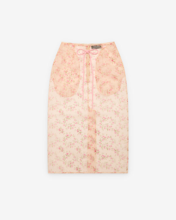 Simone Rocha - Women's Sheer Frayed Column Pencil Skirt - (Nude)
