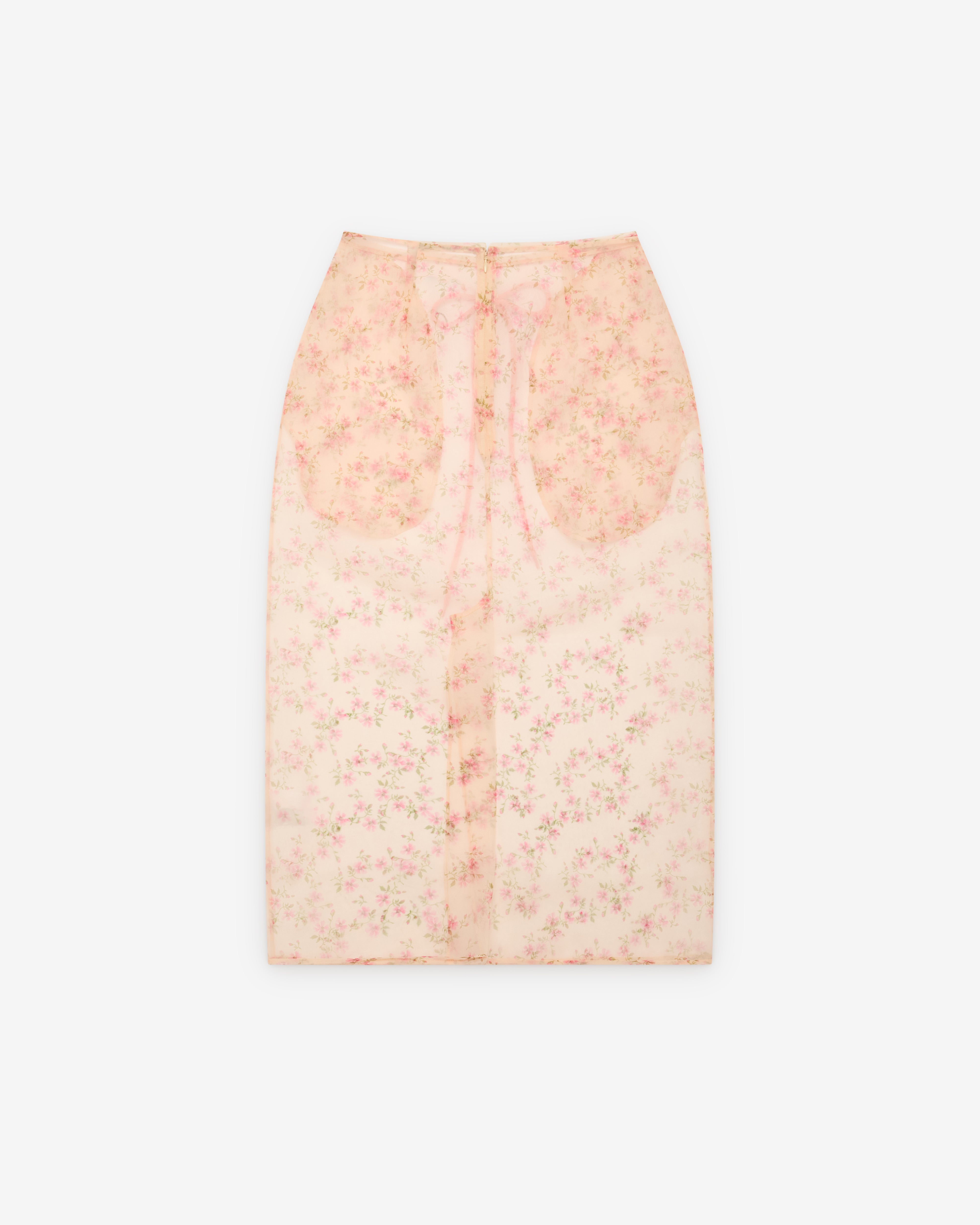 Simone Rocha: Women's Sheer Frayed Column Pencil Skirt (Nude