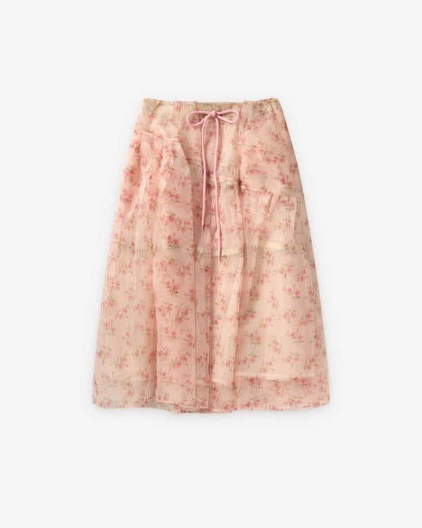 Simone Rocha  - Women's Sheer Overlay Long Flounce Skirt - (Nude)