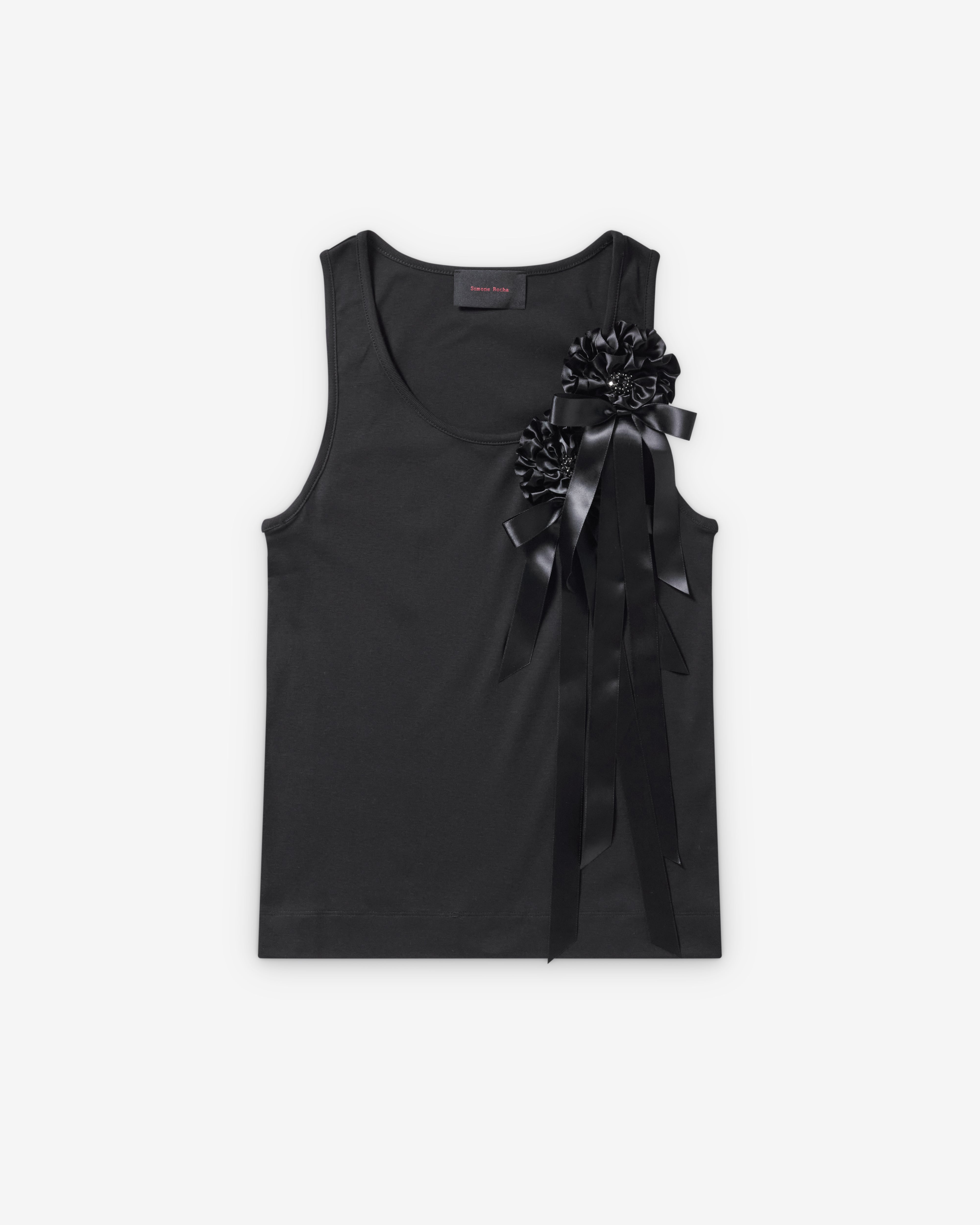 Simone Rocha : Men's Ribbon Rosette Boy Tank (Black) | Dover