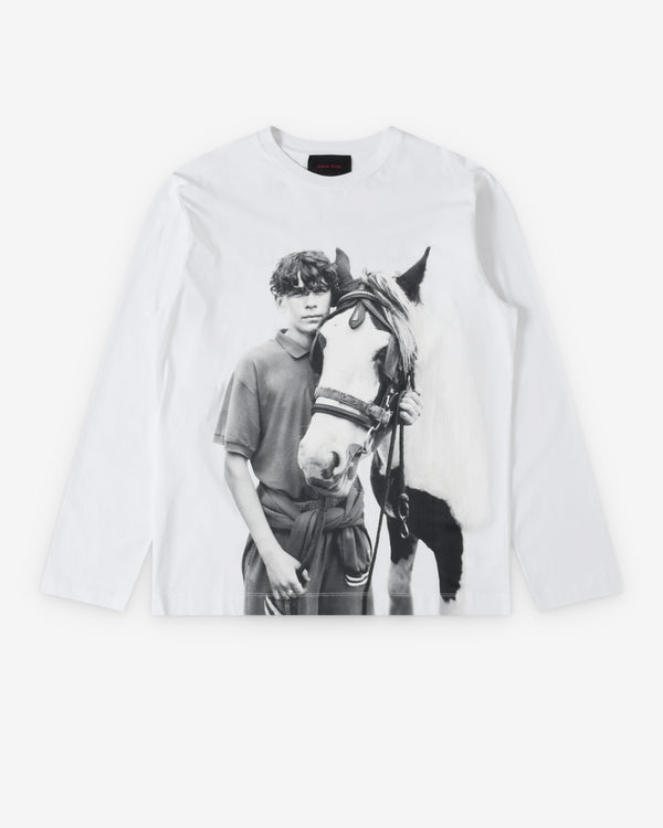 Simone Rocha  - Men's Pony Kid Print Long Sleeve T-Shirt - (White)