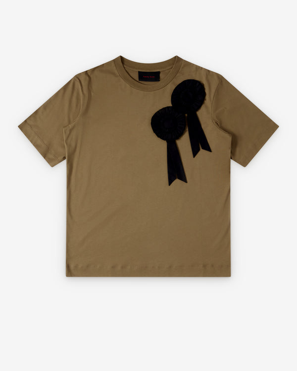 Simone Rocha  - Women's Ruffle Rosette Boxy T-Shirt - (Khaki/Black)