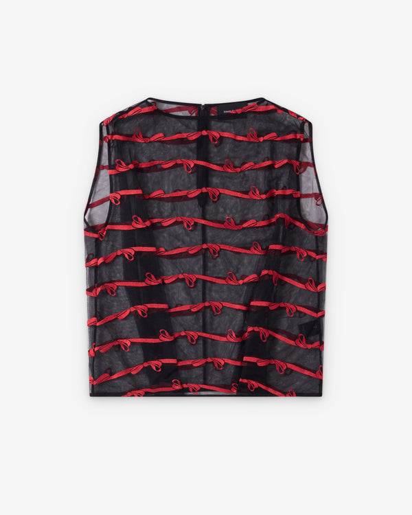 Simone Rocha  - Women's Boxy Smock Top - (Black/Red)
