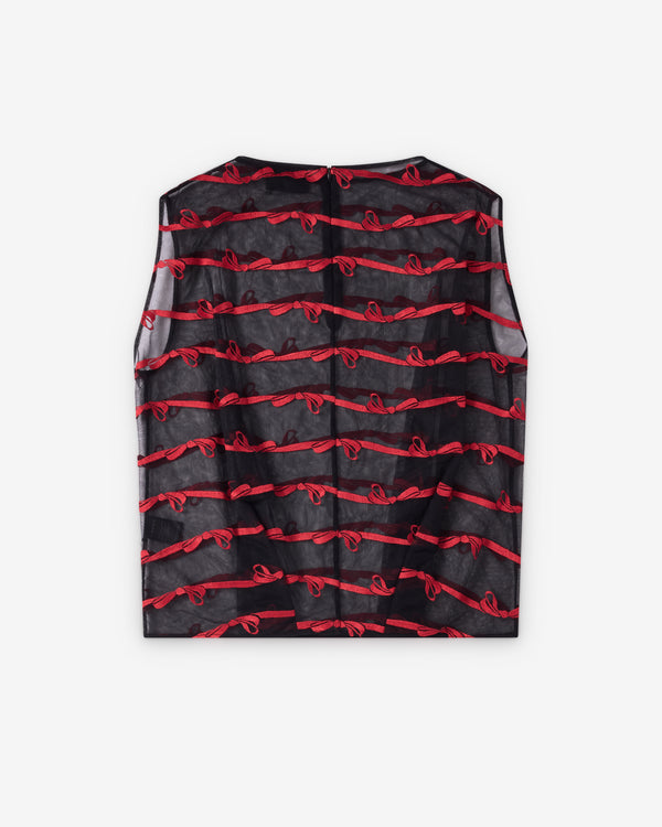 Simone Rocha  - Women's Boxy Smock Top - (Black/Red)