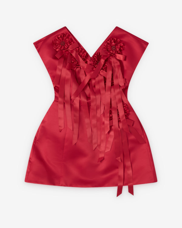Simone Rocha  - Women's Ruffle Rosette Portrait Mini Dress - (Red)