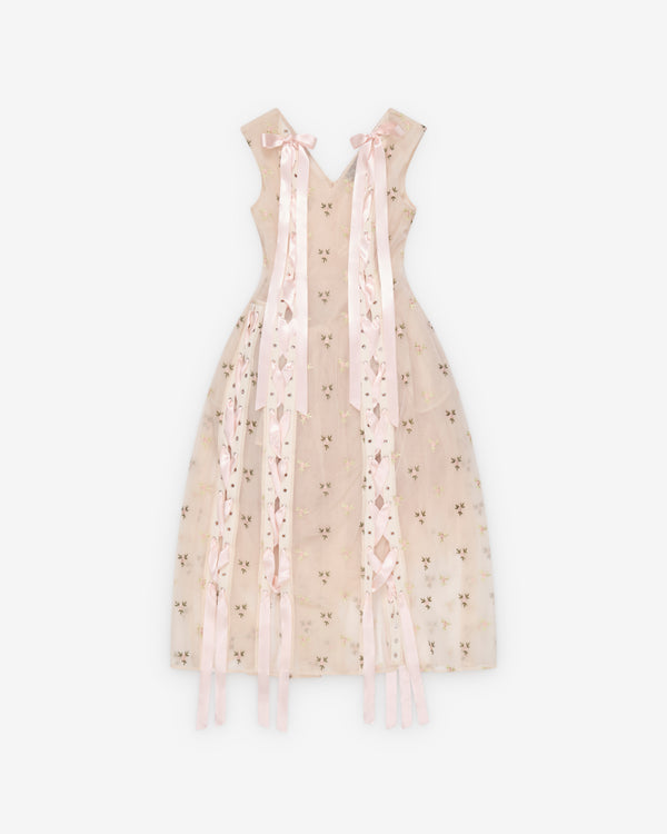 Simone Rocha  - Women's Unraveling Ribbon Portrait Dress - (Nude)